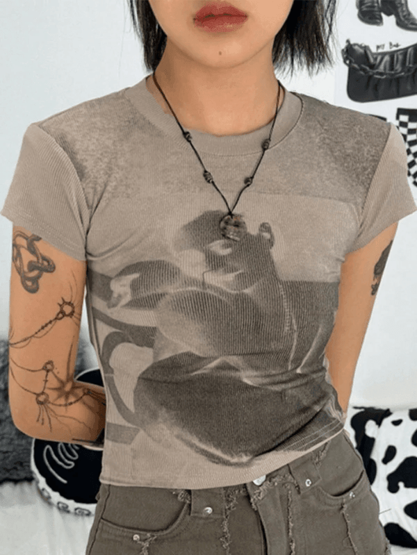 Portrait Print Crop Short Sleeve Tee - AnotherChill