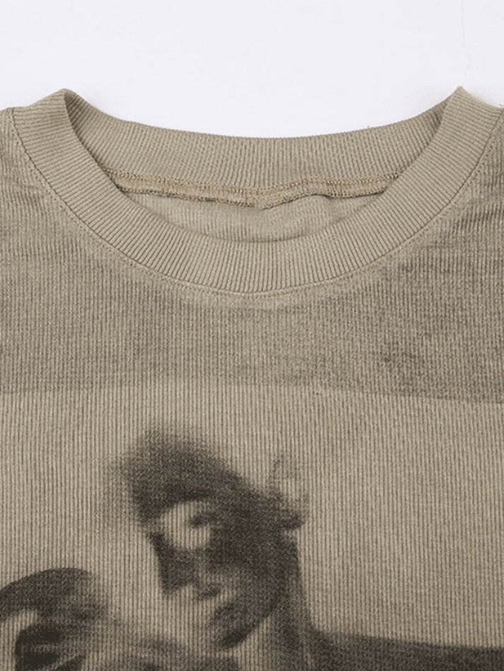 Portrait Print Crop Short Sleeve Tee - AnotherChill
