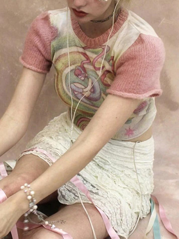 Print Patchwork Short Sleeve Tee - AnotherChill