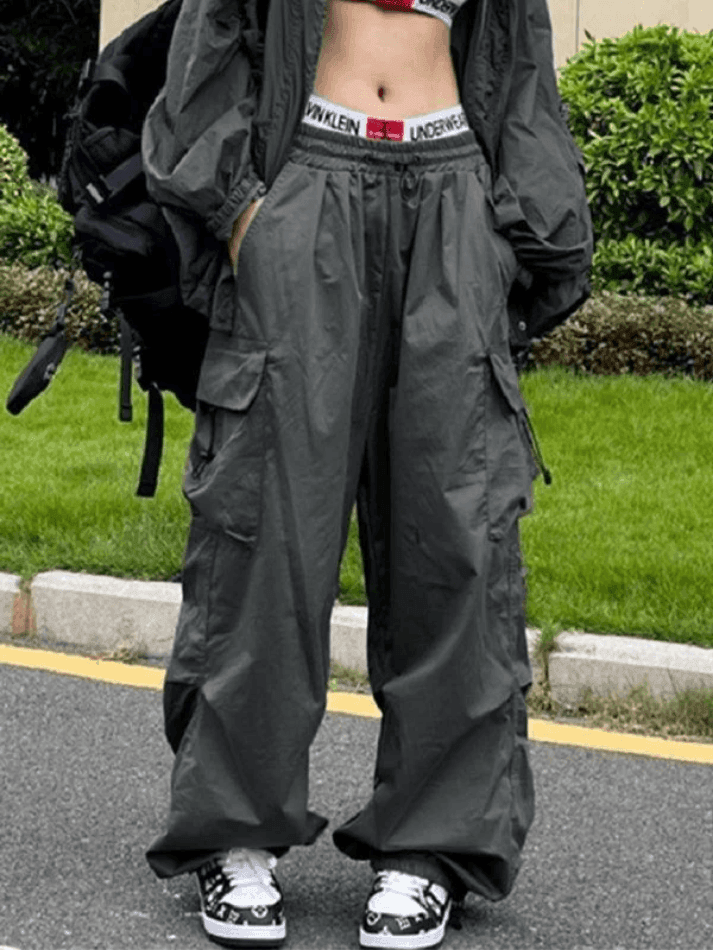 Punk Ruched Baggy Cargo Pants - AnotherChill