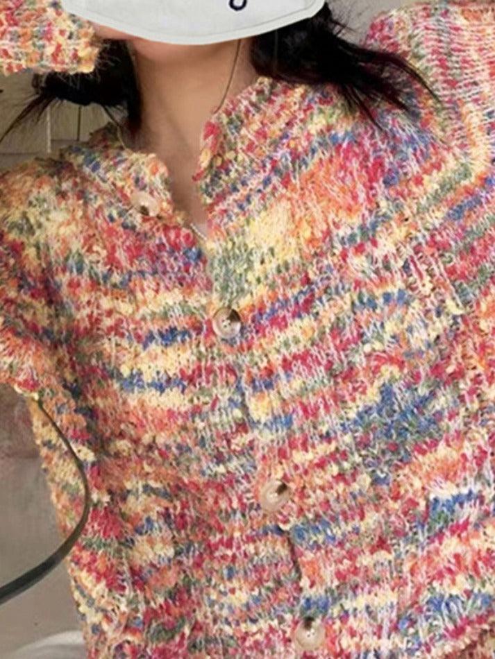 Rainbow Front Button Cardigan - AnotherChill