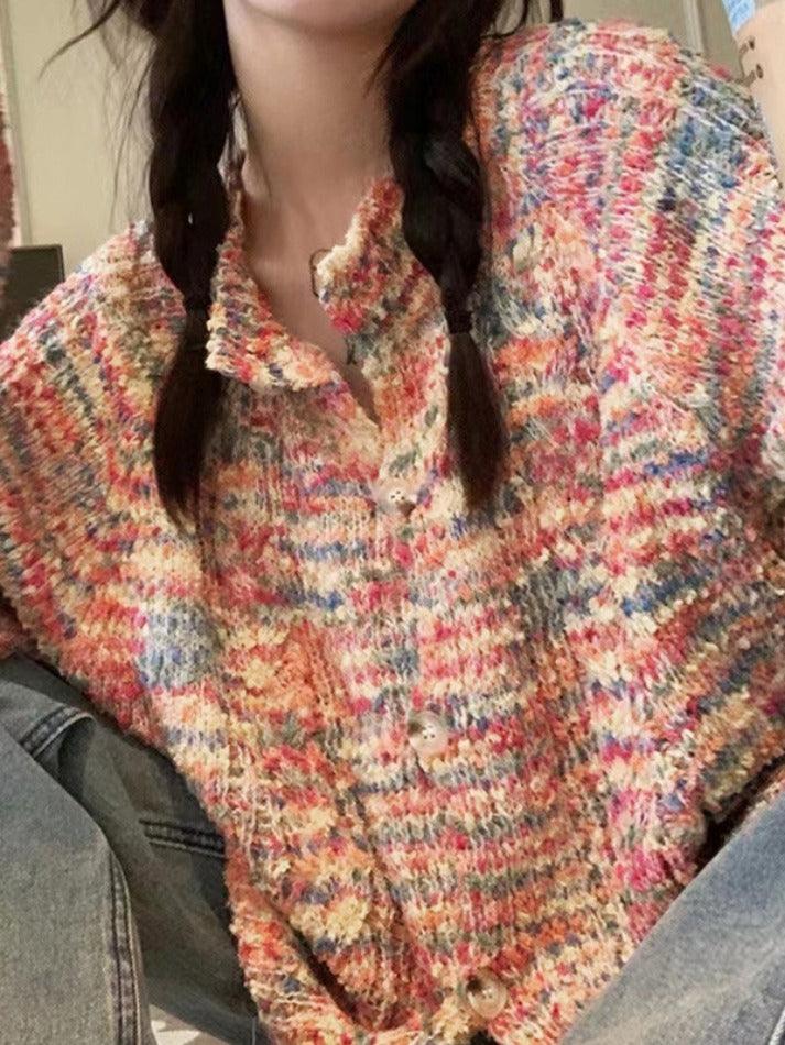 Rainbow Front Button Cardigan - AnotherChill