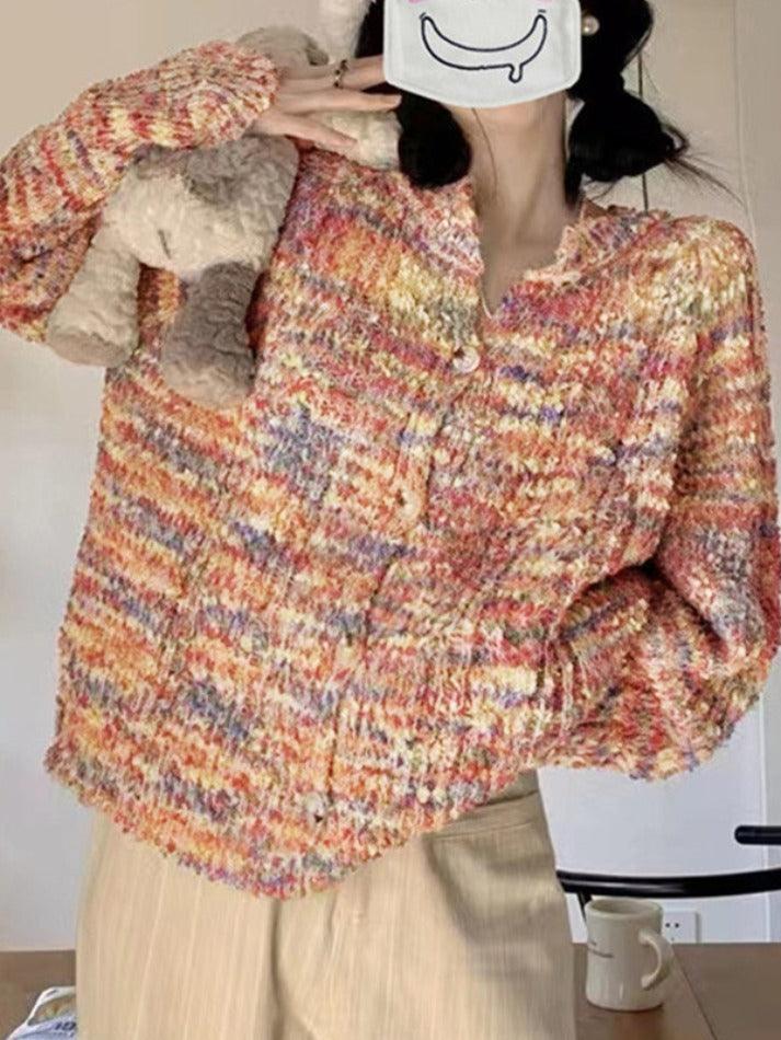 Rainbow Front Button Cardigan - AnotherChill