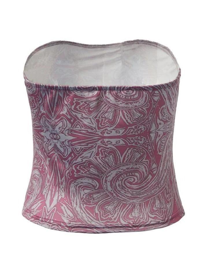 Random Print Bandeau Crop Top - AnotherChill