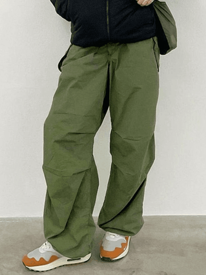 Relaxed Drawstring Low Waist Cargo Pants - AnotherChill