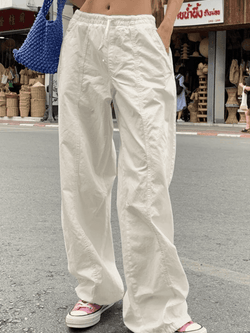 Retro Elastic Waist Straight Leg Pants - AnotherChill