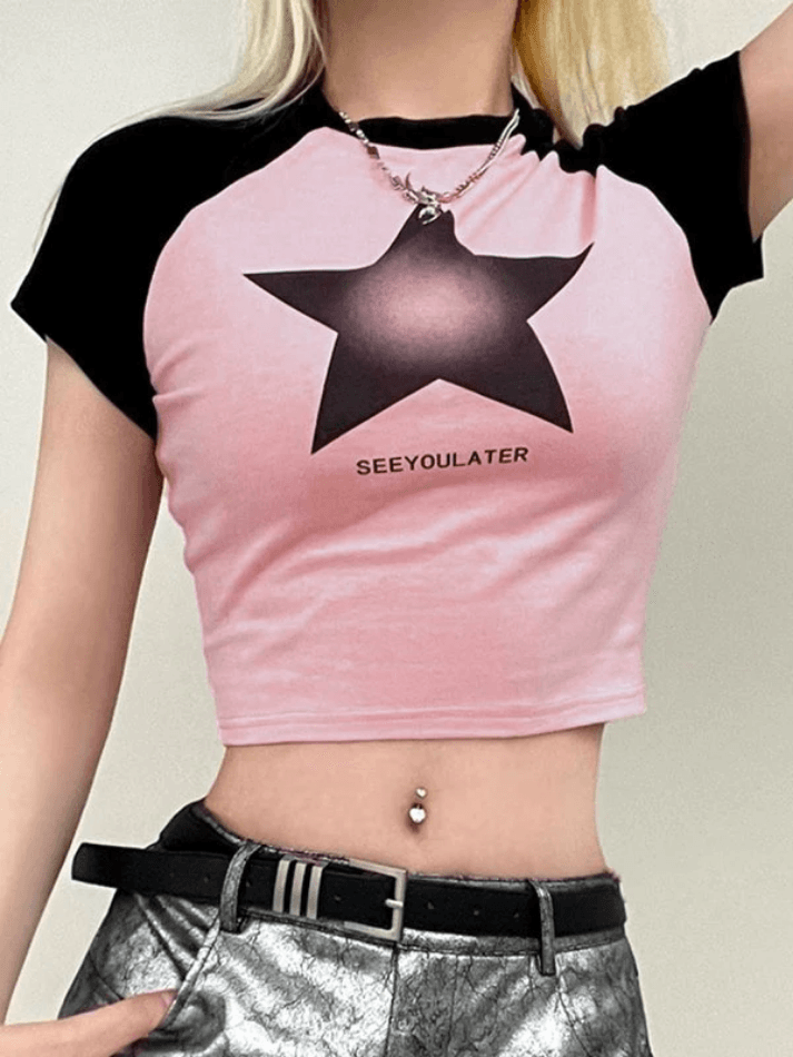 Retro Star Raglan Short Sleeve Tee - AnotherChill
