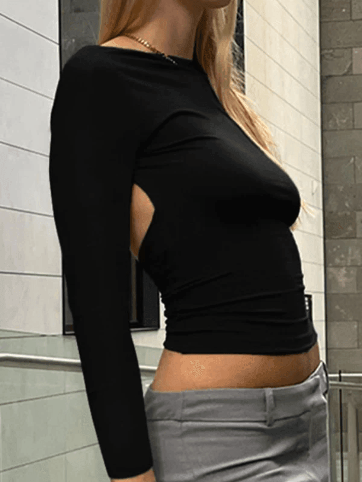 Reversible Cutout Long Sleeve Top - AnotherChill