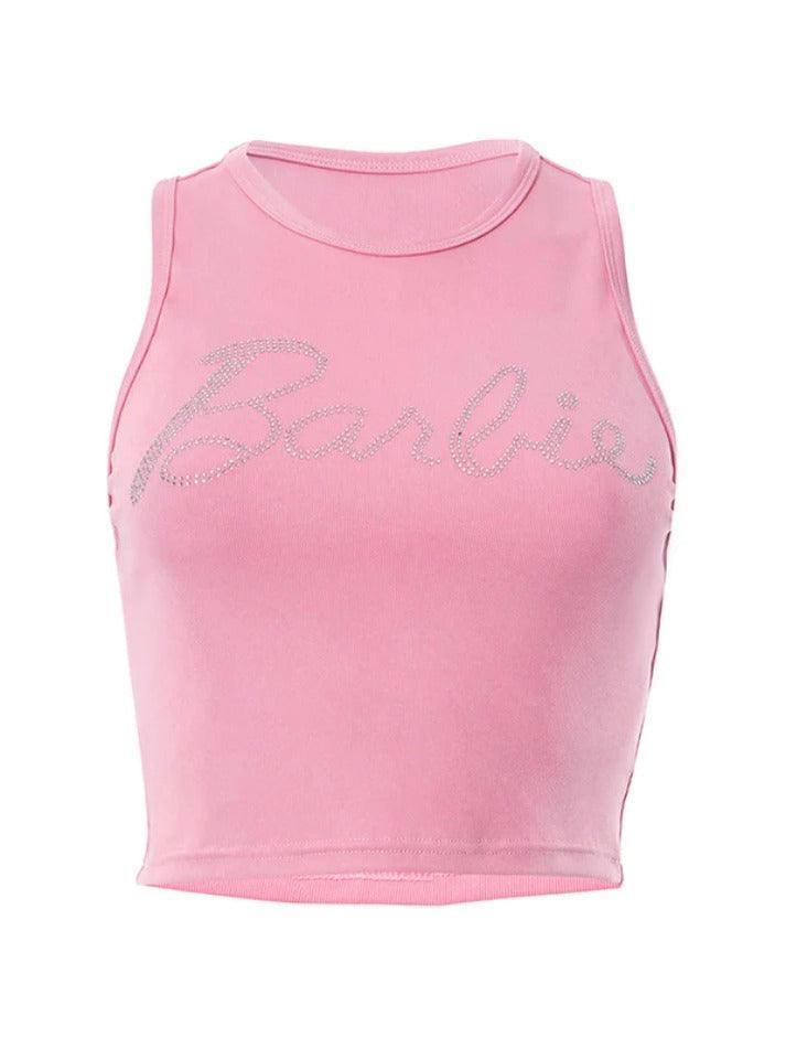 Rhinestone Print Crop Tank Top - AnotherChill
