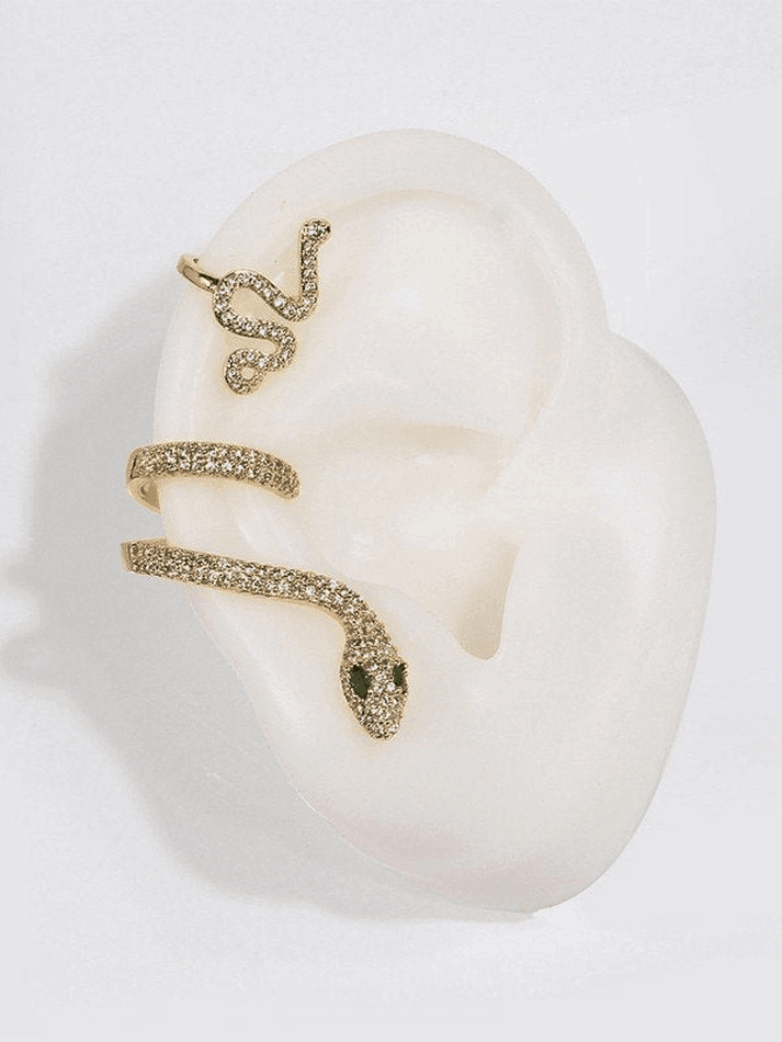Rhinestone Snake Pattern Stud Earring - AnotherChill