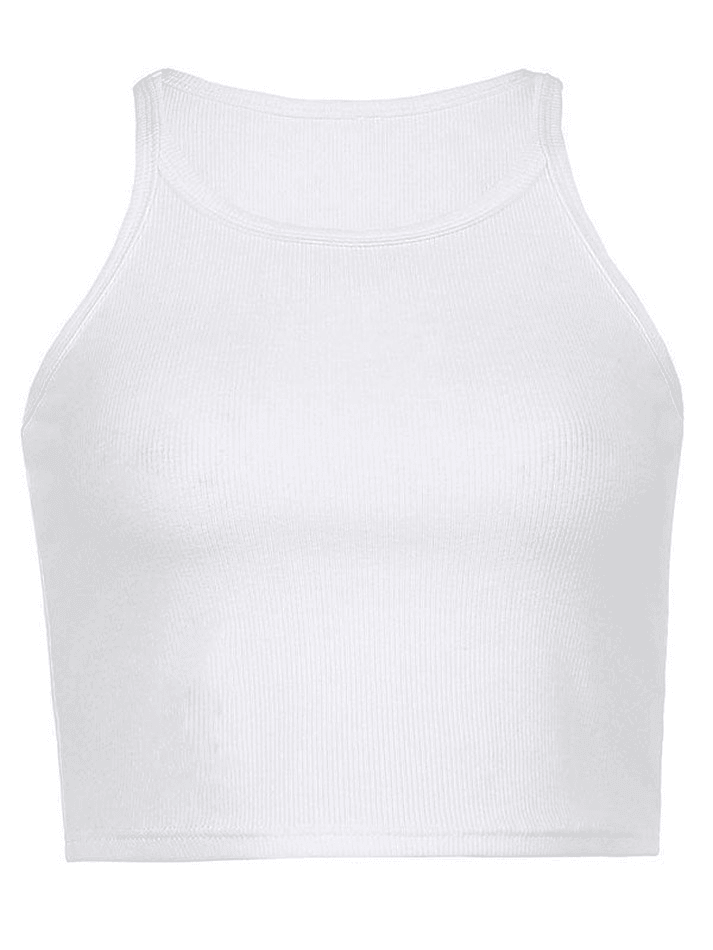 2024 Rib Basic Solid Crop Cami Top White S in Tops&Tees Online Store ...