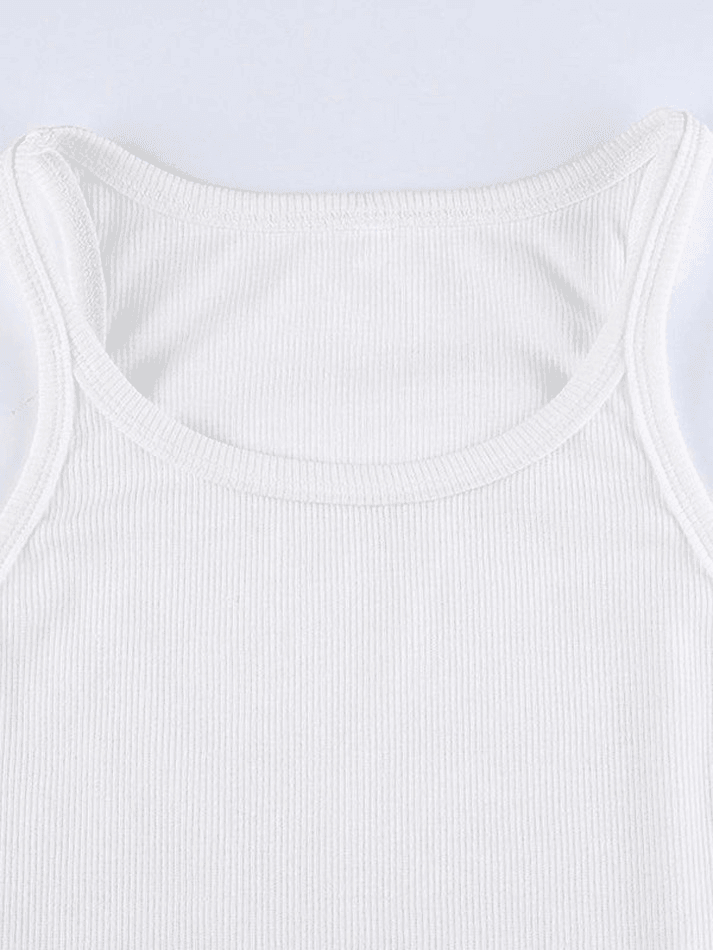 Rib Basic Solid Crop Cami Top - AnotherChill