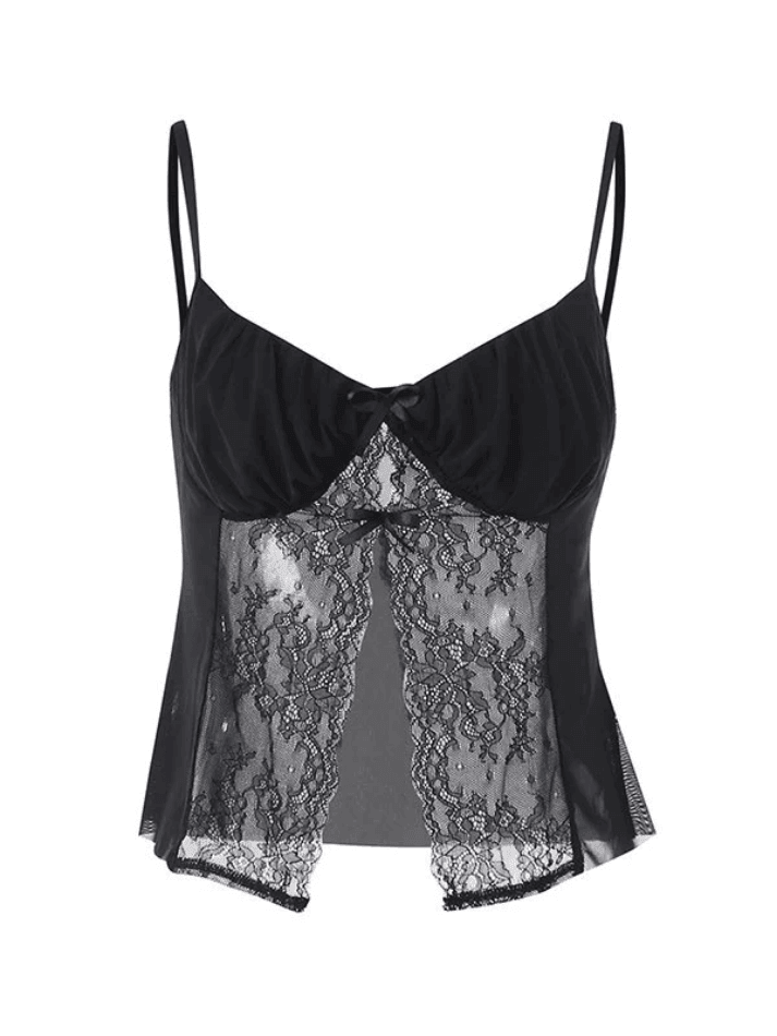 Ribbon Lace Patchwork Cutout Cami Top - AnotherChill