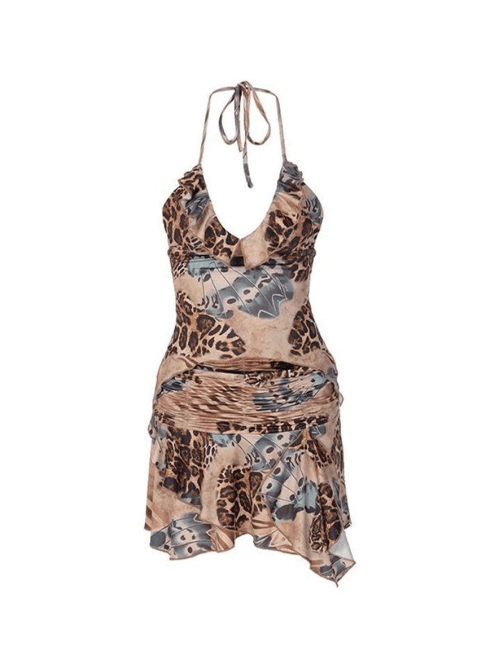 Ruffle Halter Crop Cami Top & Mini Skirt Set - AnotherChill