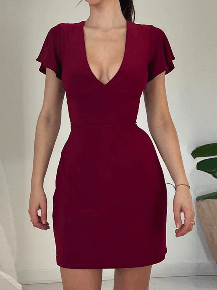 Ruffle Sleeve Bodycon Mini Dress - AnotherChill