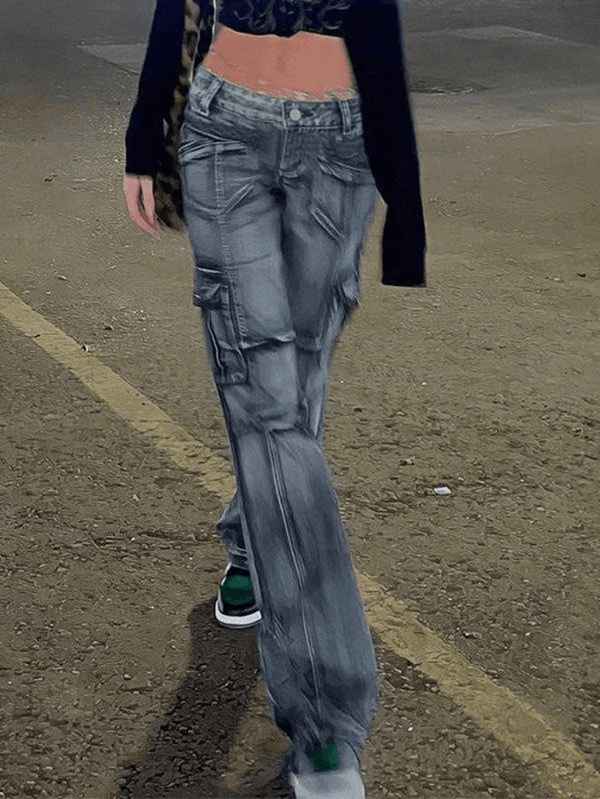 Seam Detail Pocket Cargo Jeans - AnotherChill