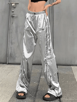 Shiny Stripe Wide Leg Pants - AnotherChill