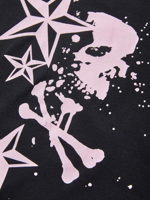 Oversized Skull Overdye Graphic T-shirt