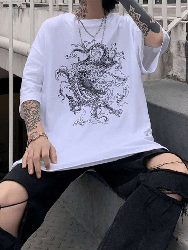 Short-Sleeve Dragon Graphic Tee - AnotherChill