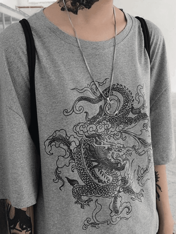 Short-Sleeve Dragon Graphic Tee - AnotherChill