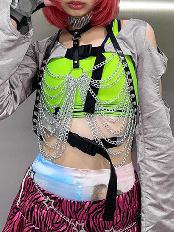 Silver Cutout Buckle Design Long Sleeve Blouse - AnotherChill