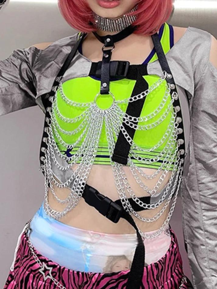 Silver Cutout Buckle Design Long Sleeve Blouse - AnotherChill
