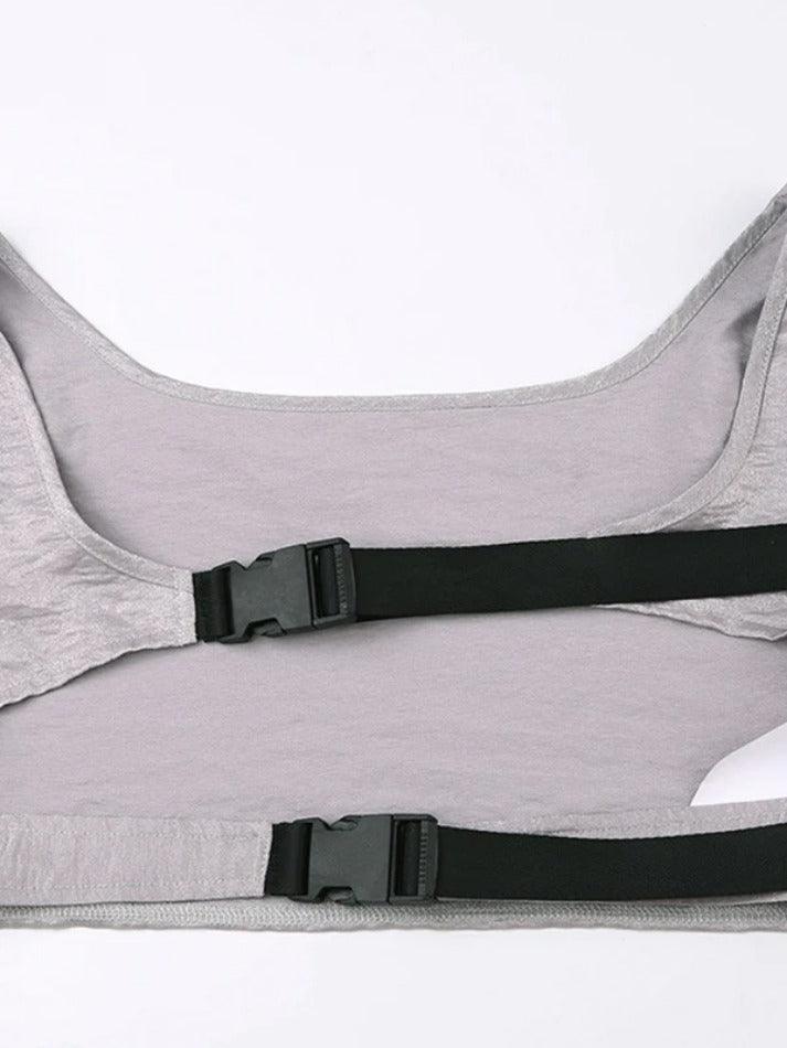 Silver Cutout Buckle Design Long Sleeve Blouse - AnotherChill