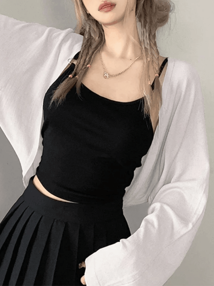 Simple Long Sleeve Cropped Shrug Cardigan - AnotherChill