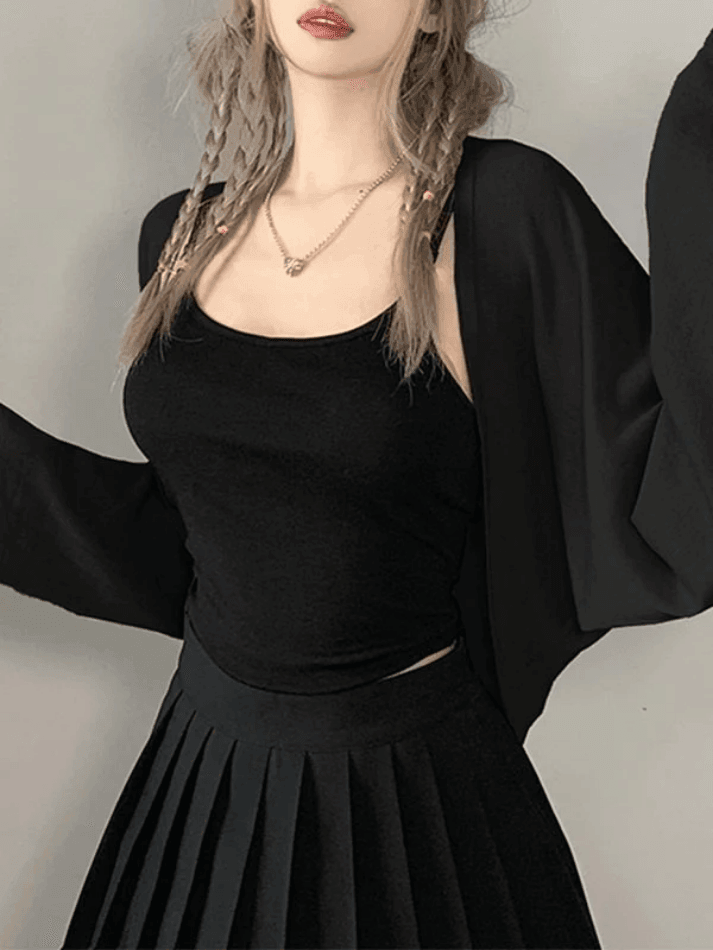 Simple Long Sleeve Cropped Shrug Cardigan - AnotherChill