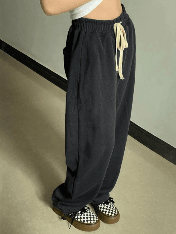 Simple Solid Color Baggy Sweatpants - AnotherChill