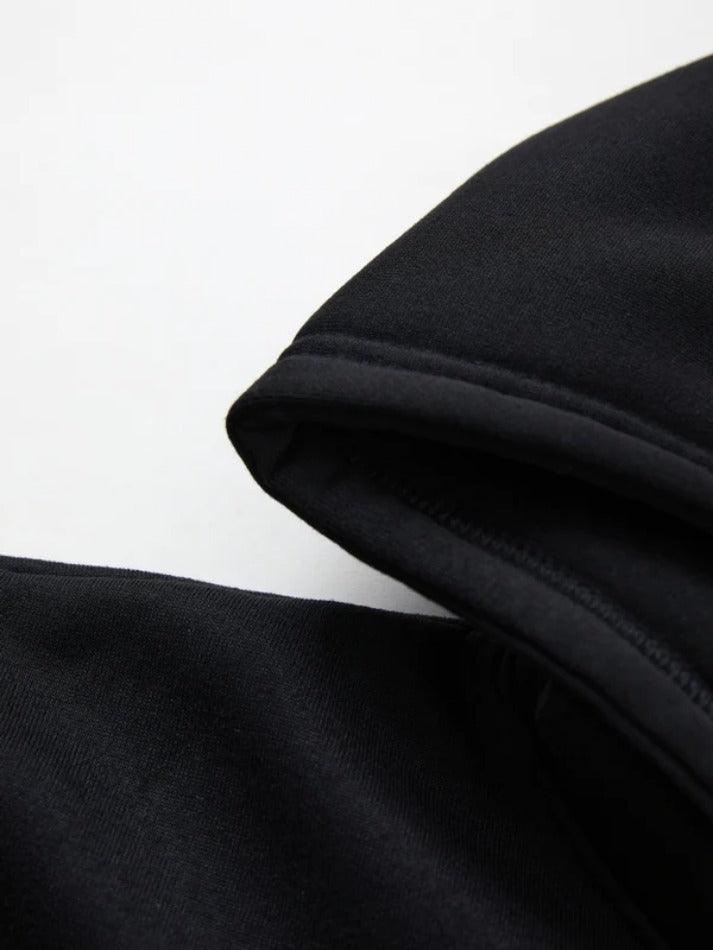 Skull Print Hooded Zipped Loose Hoodie - AnotherChill
