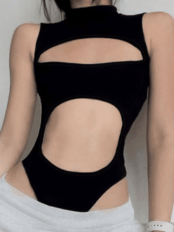 Sleeveless Cutout Black Bodysuit - AnotherChill