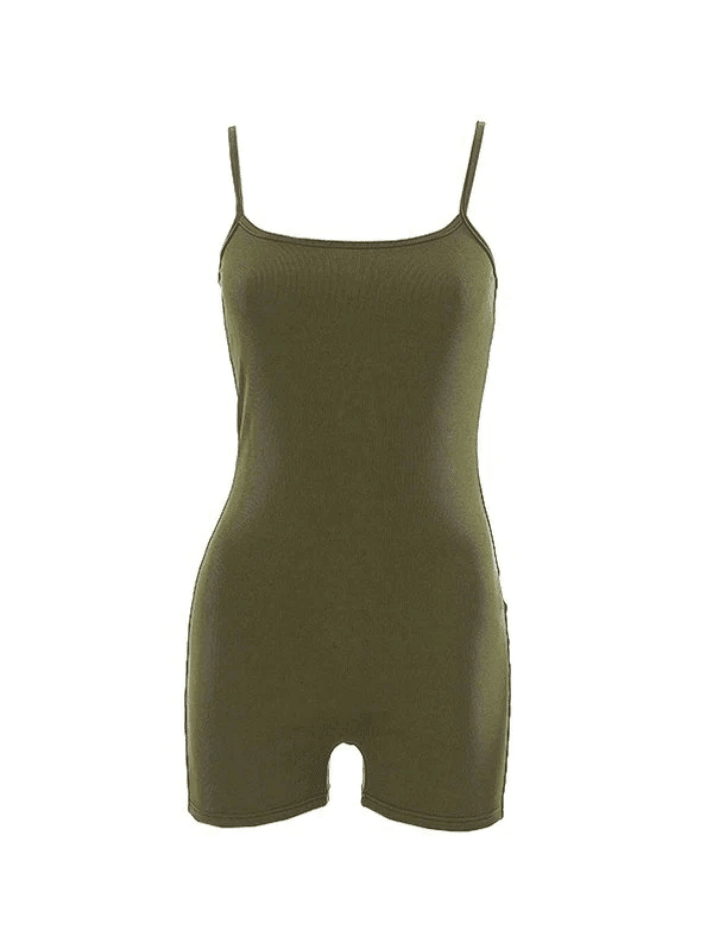 Sleeveless Green Ribbed Bodycon Romper - AnotherChill