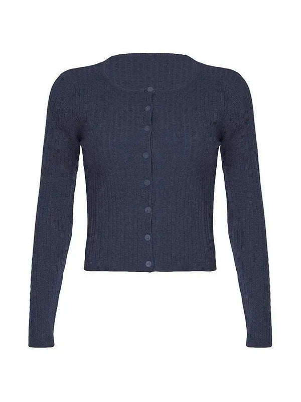 Solid Color Cable Knit Fitted Basic Sweater - AnotherChill