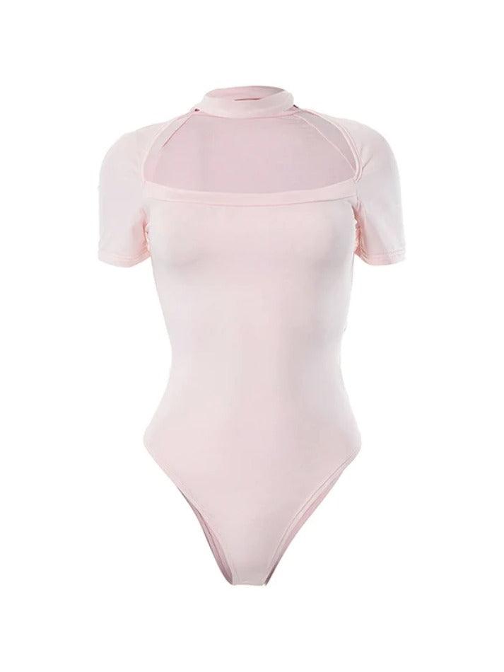Solid Color Cutout Mock Neck Bodysuits - AnotherChill
