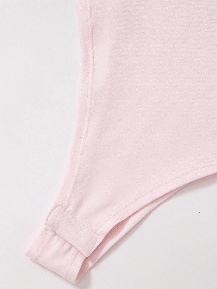Solid Color Cutout Mock Neck Bodysuits - AnotherChill