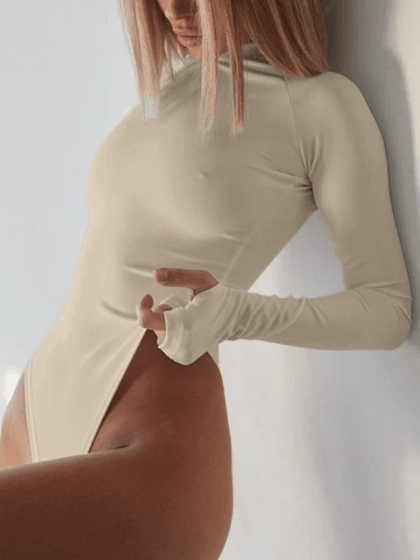 Solid Color Long Sleeve Bodysuit - AnotherChill