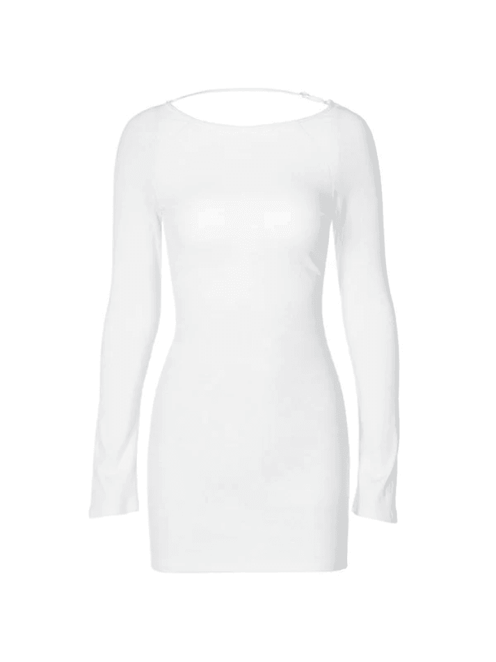 Solid Color Slim Backless Dress - AnotherChill