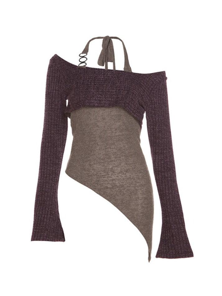 Solid Color Slim Halter Sweater - AnotherChill