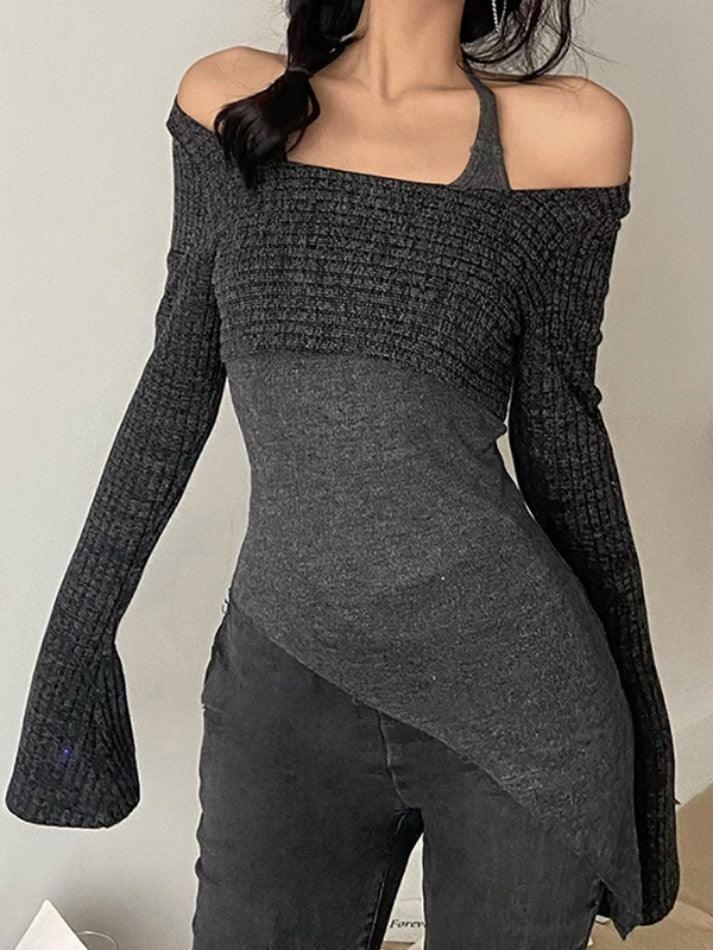 Solid Color Slim Halter Sweater - AnotherChill