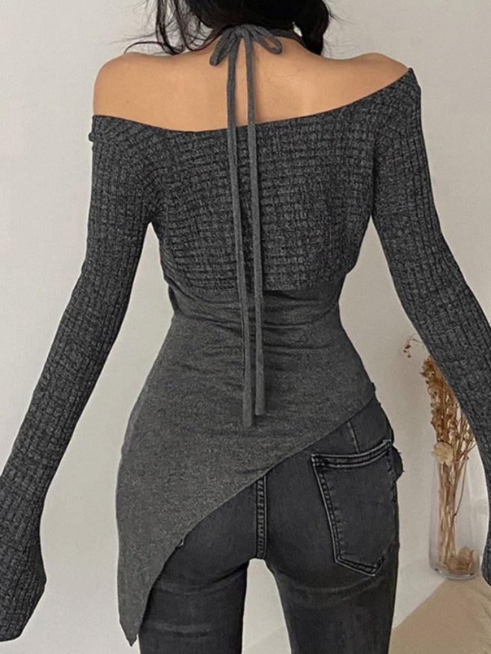 Solid Color Slim Halter Sweater - AnotherChill