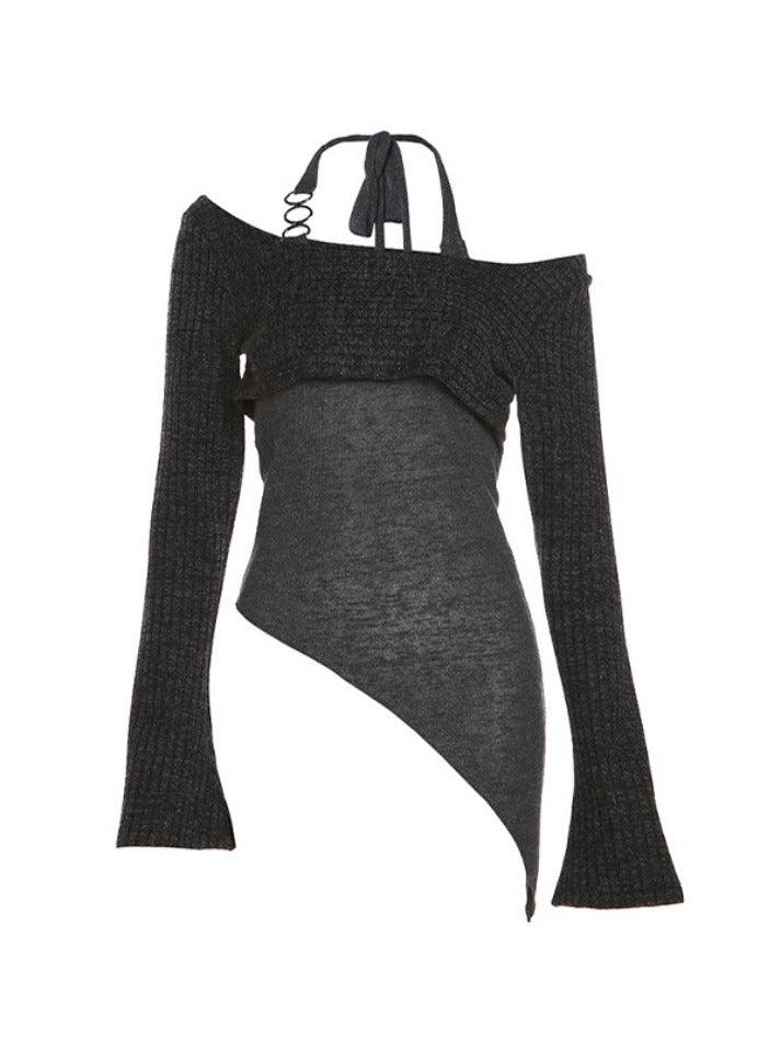 Solid Color Slim Halter Sweater - AnotherChill