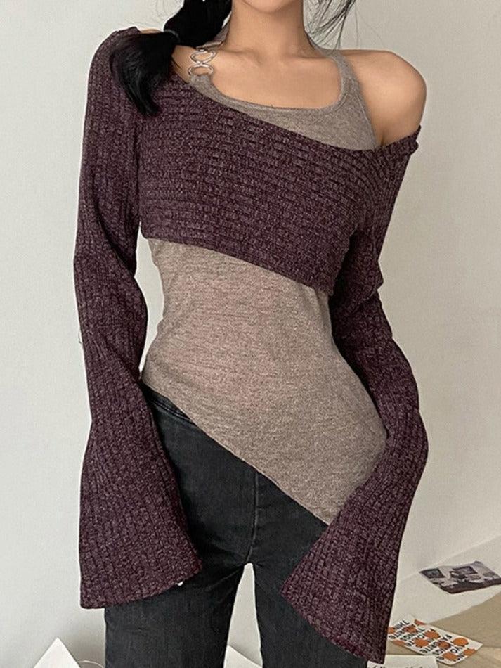 Solid Color Slim Halter Sweater - AnotherChill