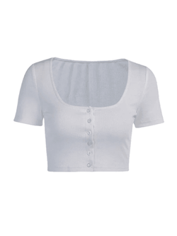 Solid Color Square Neck Crop Knit Top - AnotherChill