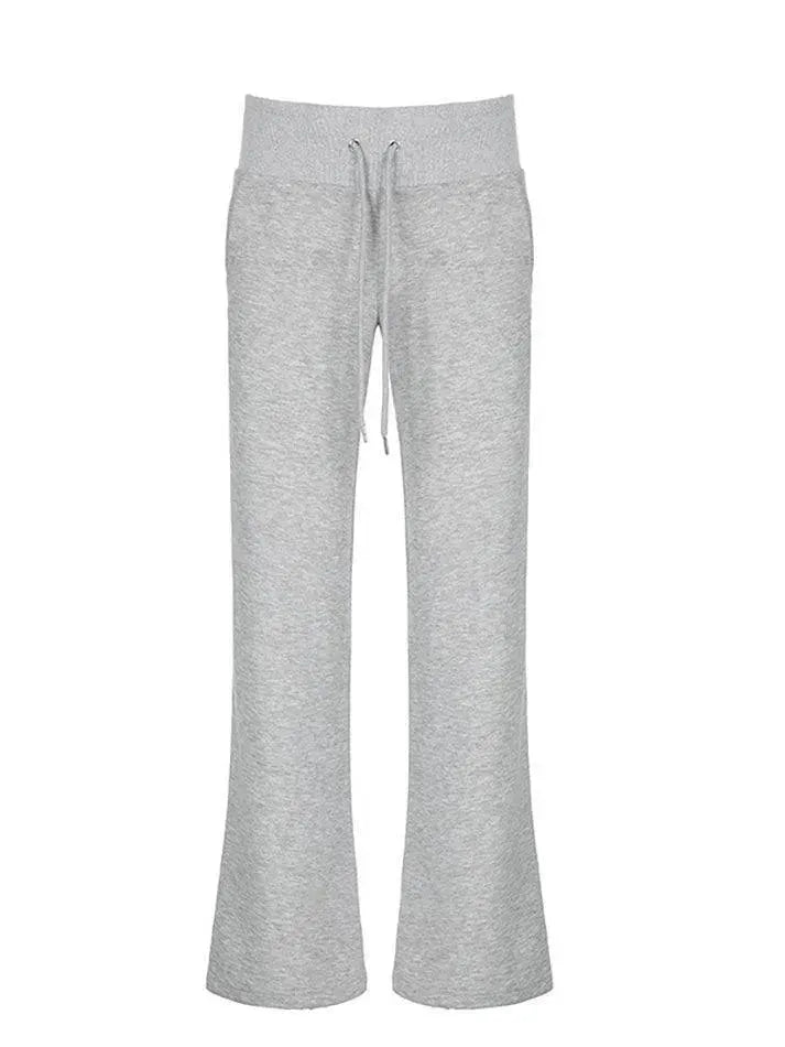 Solid Color Tie Knit Low-Rise Straight-Leg Pants - AnotherChill
