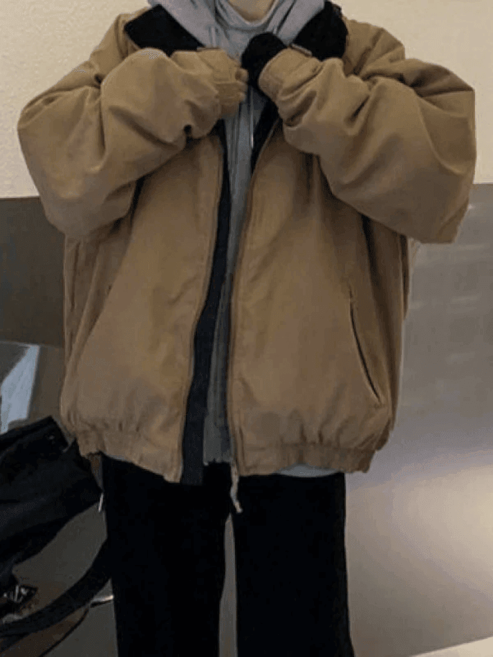 Solid Color Vintage Zip-Up Jacket - AnotherChill