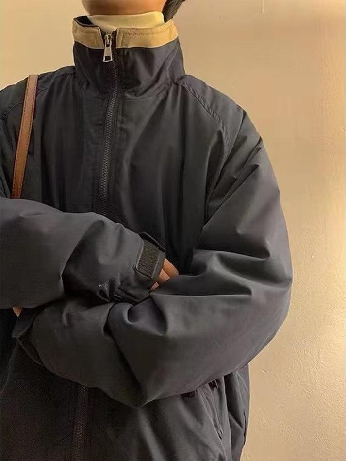 Solid Color Vintage Zip-Up Jacket - AnotherChill