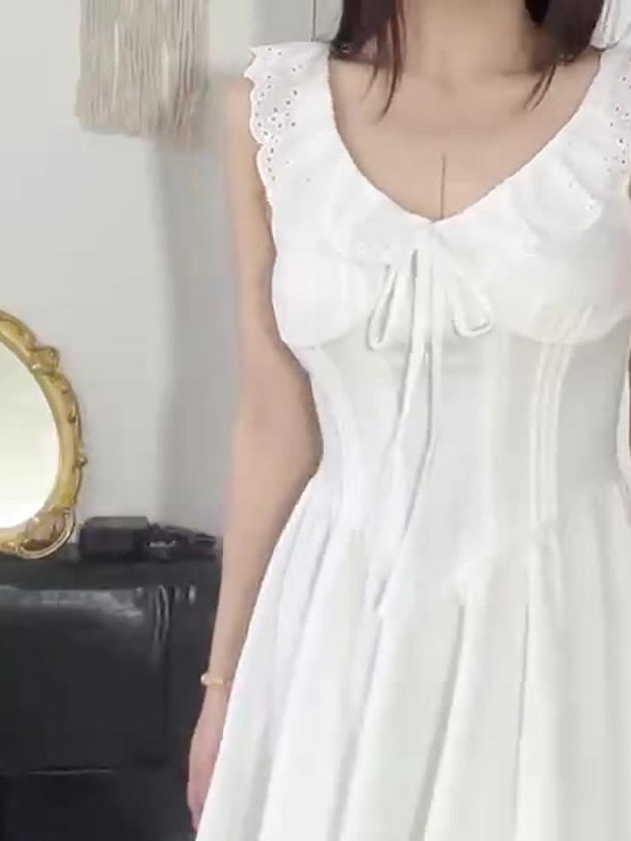 Solid Lace Trim Corset Short Dress - AnotherChill