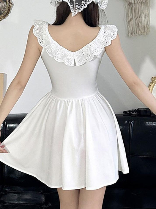Chic Sheer Corset Short Dress with Slight Slit Steel Grey