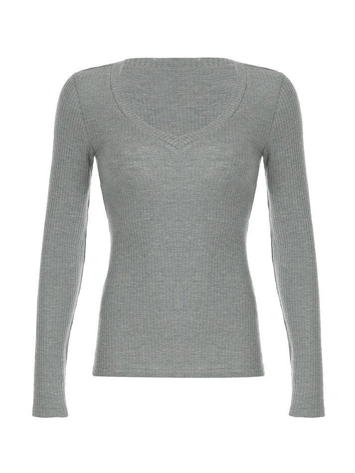 Long Sleeve Bone V-Neck main image 0